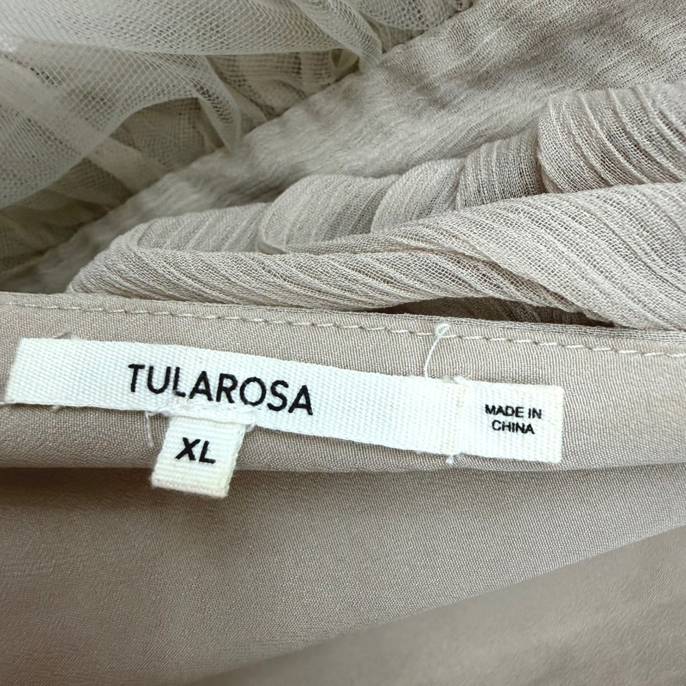 Tularosa Amelia Dress Ruffle Tulle Coquette Fairycore Mini Womens XL Tan/Mauve - Picture 10 of 13